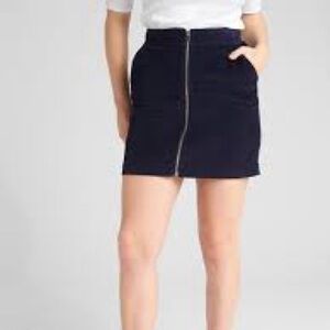 Gap Navy corduroy front zip skirt
